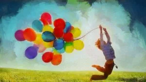 Dziecko z balonami